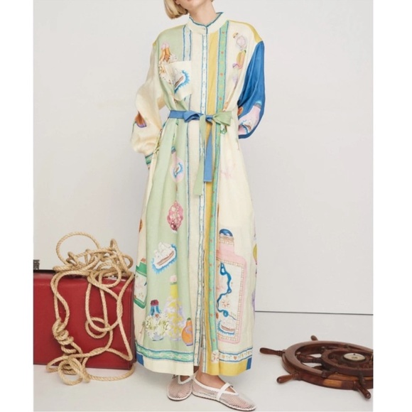 Alemais Dresses & Skirts - NWT ALEMAIS Elixir Shirt Dress Maxi in Yellow, Green and Blue